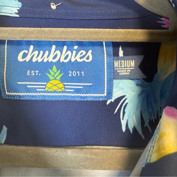 Chubbies Men's Fowl Play Rooster Blue Performance Short Sleeve Shirt Size Medium - Picture 5 of 8